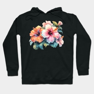 Luscious Tropical Watercolor Hibiscus Flower Hoodie